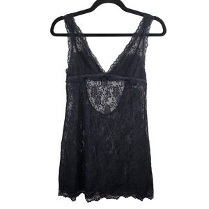 Victoria's Secret Very Sexy Black Lace‎ V Neck Babydoll Chemise Nightie M